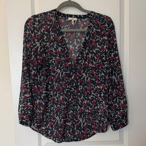 Joke Floral V-Neck Blouse  (sheer)